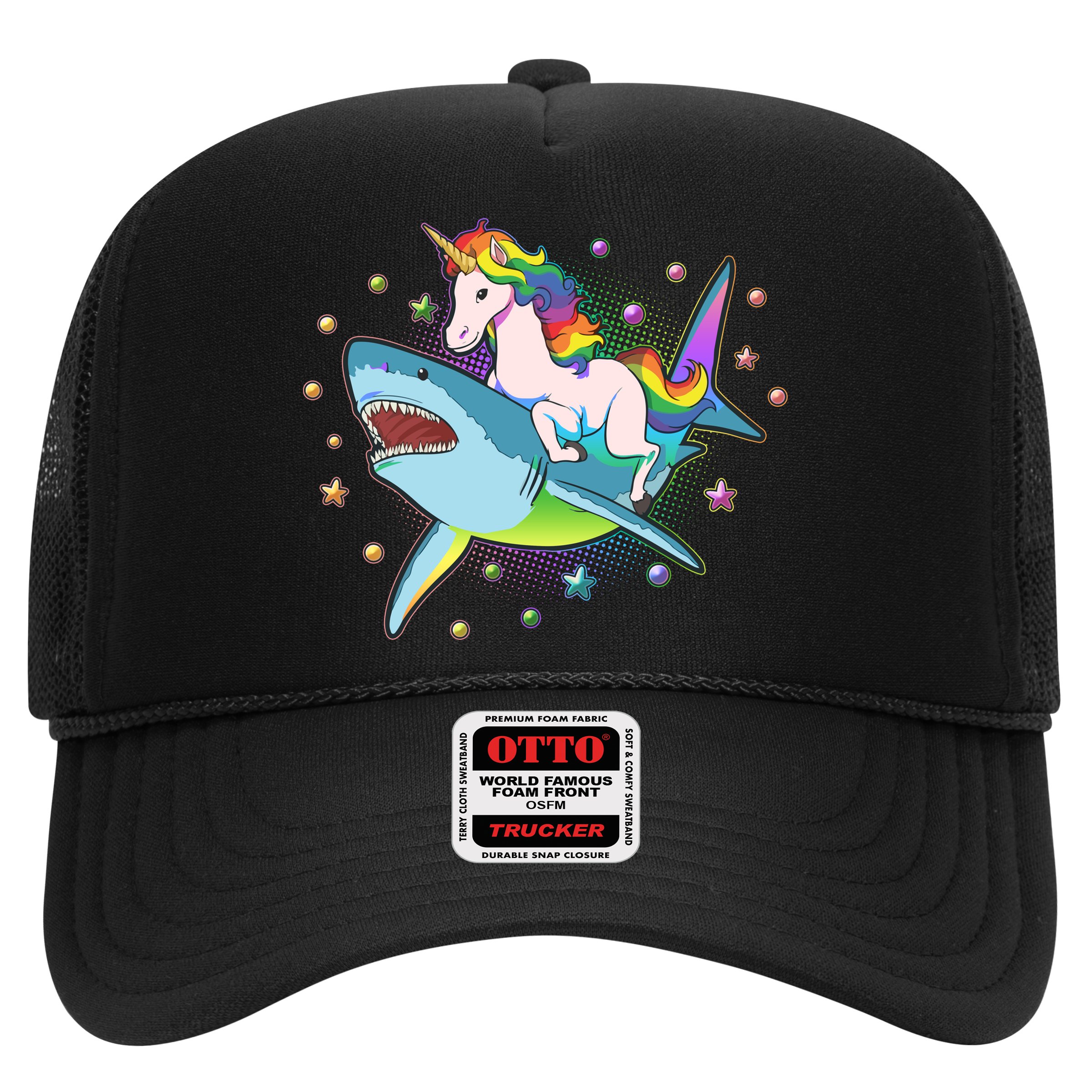 Funny Rainbow Unicorn Riding Shark Hat