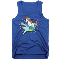 Funny Rainbow Unicorn Riding Shark Tank Top