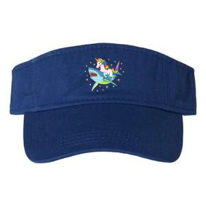 Funny Rainbow Unicorn Riding Shark Valucap Bio-Washed Visor