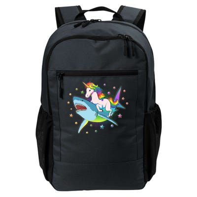 Funny Rainbow Unicorn Riding Shark Daily Commute Backpack