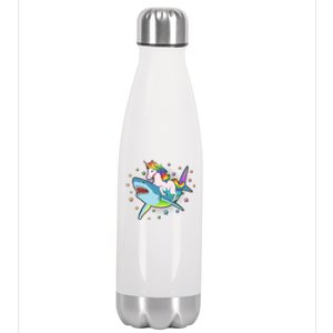 Funny Rainbow Unicorn Riding Shark Stainless Steel Insulated Water Bottle