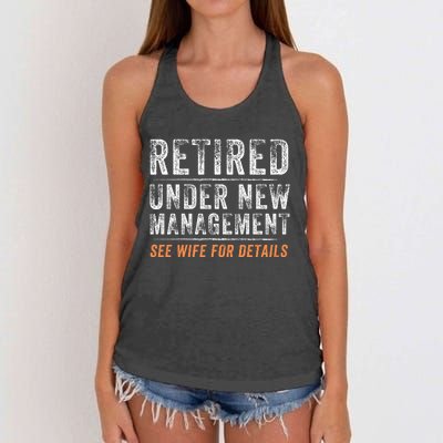 Funny Retired Under New Management See Wife For Details Women's Knotted Racerback Tank