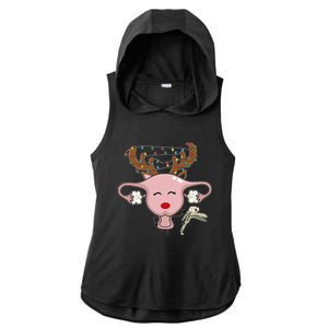 Festive Reindeer Uterus Nurse Speculum Xmas Light Obgyn Ladies PosiCharge Tri-Blend Wicking Draft Hoodie Tank