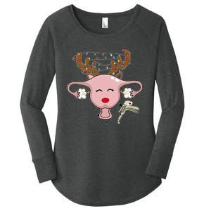 Festive Reindeer Uterus Nurse Speculum Xmas Light Obgyn Women's Perfect Tri Tunic Long Sleeve Shirt