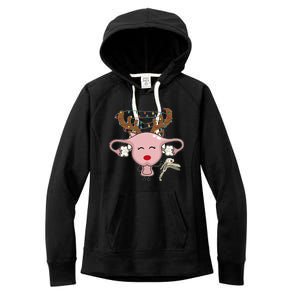 Festive Reindeer Uterus Nurse Speculum Xmas Light Obgyn Women's Fleece Hoodie