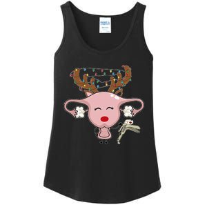 Festive Reindeer Uterus Nurse Speculum Xmas Light Obgyn Ladies Essential Tank