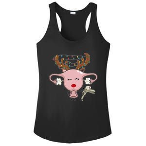 Festive Reindeer Uterus Nurse Speculum Xmas Light Obgyn Ladies PosiCharge Competitor Racerback Tank