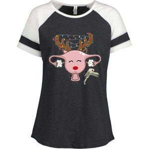 Festive Reindeer Uterus Nurse Speculum Xmas Light Obgyn Enza Ladies Jersey Colorblock Tee