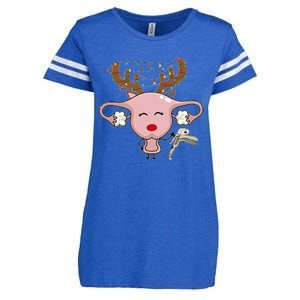 Festive Reindeer Uterus Nurse Speculum Xmas Light Obgyn Enza Ladies Jersey Football T-Shirt