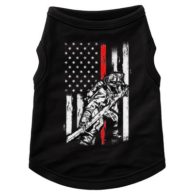 Firefighter Red Us Patriotic Funny Fireman American Flag Doggie Tank