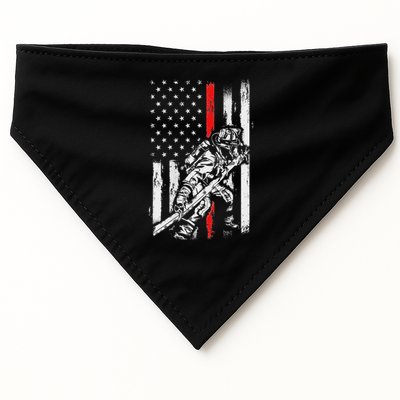 Firefighter Red Us Patriotic Funny Fireman American Flag USA-Made Doggie Bandana