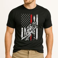 Firefighter Red Us Patriotic Funny Fireman American Flag Cooling Performance Crew T-Shirt