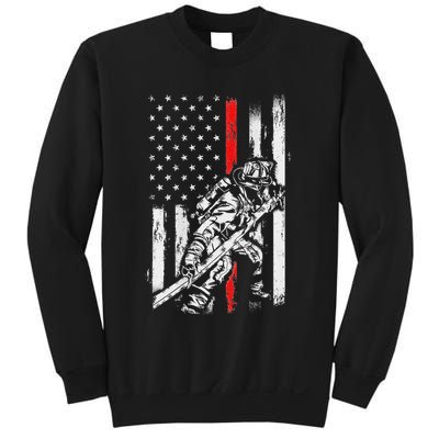 Firefighter Red Us Patriotic Funny Fireman American Flag Sweatshirt