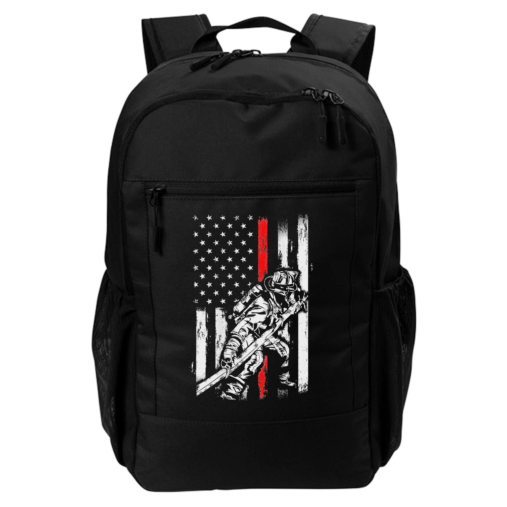 Firefighter Red Us Patriotic Funny Fireman American Flag Backpack