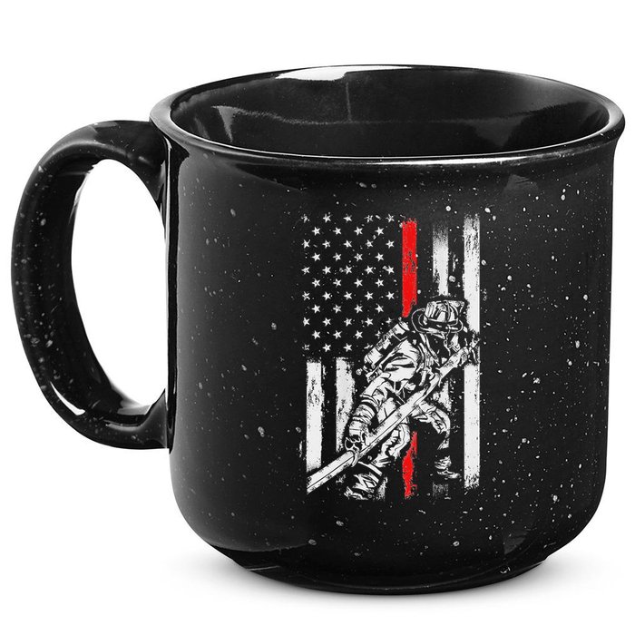 Firefighter Red Us Patriotic Funny Fireman American Flag 15oz Campfire Ceramic Mug