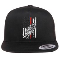 Firefighter Red Us Patriotic Funny Fireman American Flag Flatbill Hat