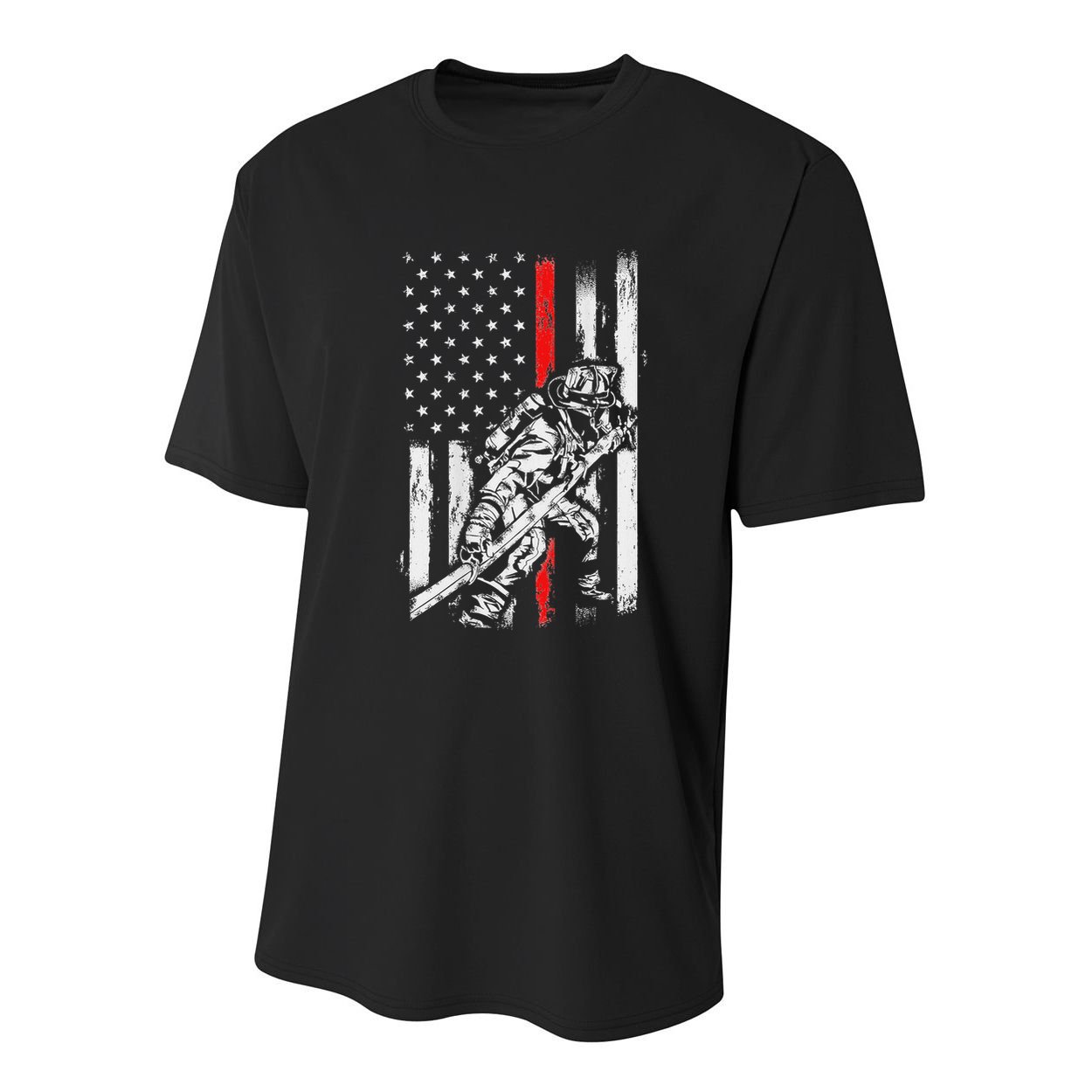 Firefighter Red Us Patriotic Funny Fireman American Flag Youth Performance Sprint T-Shirt