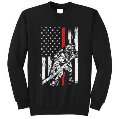 Firefighter Red Us Patriotic Funny Fireman American Flag Tall Sweatshirt