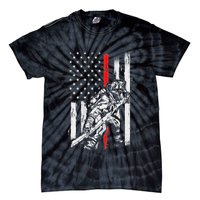Firefighter Red Us Patriotic Funny Fireman American Flag Tie-Dye T-Shirt