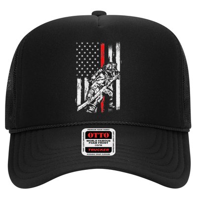 Firefighter Red Us Patriotic Funny Fireman American Flag Trucker Hat