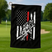 Firefighter Red Us Patriotic Funny Fireman American Flag Golf Towel