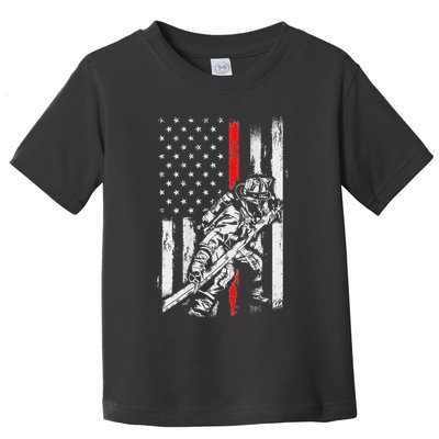 Firefighter Red Us Patriotic Funny Fireman American Flag Toddler T-Shirt
