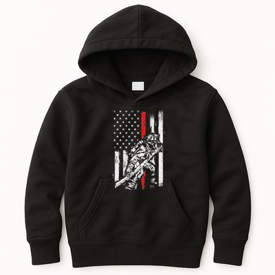 Firefighter Red Us Patriotic Funny Fireman American Flag Kids Hoodie
