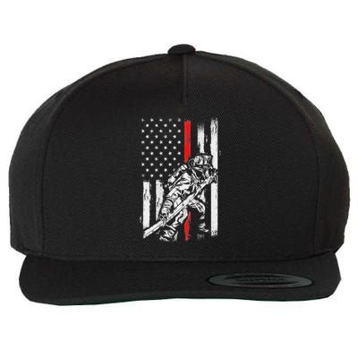 Firefighter Red Us Patriotic Funny Fireman American Flag Wool Snapback Cap