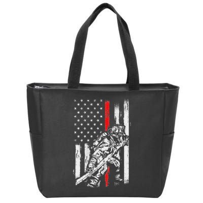 Firefighter Red Us Patriotic Funny Fireman American Flag Zip Tote Bag