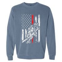 Firefighter Red Us Patriotic Funny Fireman American Flag Garment-Dyed Sweatshirt