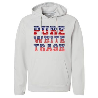 Funny Redneck Usa American Flag Pure White Trash Performance Fleece Hoodie