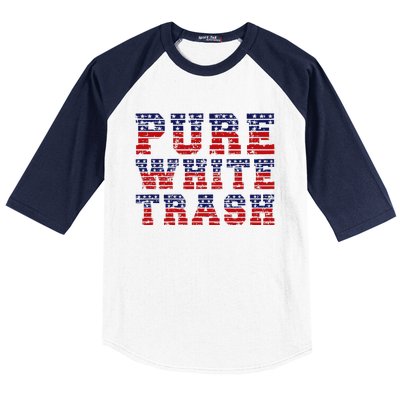 Funny Redneck Usa American Flag Pure White Trash Baseball Sleeve Shirt