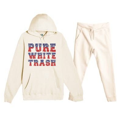 Funny Redneck Usa American Flag Pure White Trash Premium Hooded Sweatsuit Set