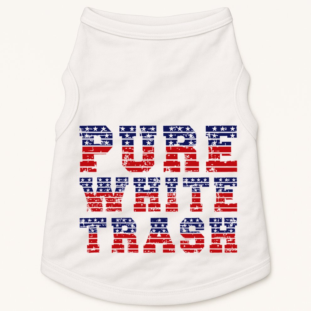 Funny Redneck Usa American Flag Pure White Trash Doggie Tank
