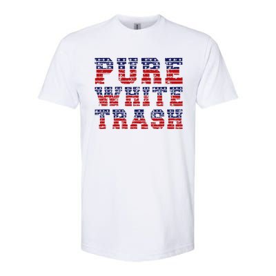 Funny Redneck Usa American Flag Pure White Trash Softstyle CVC T-Shirt