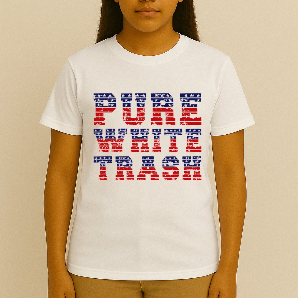 Funny Redneck Usa American Flag Pure White Trash T-Shirt