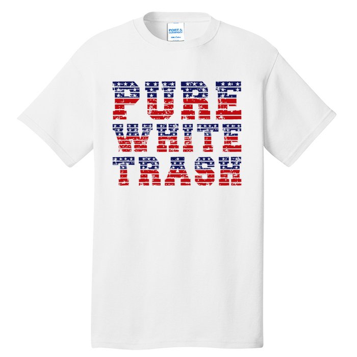 Funny Redneck Usa American Flag Pure White Trash Tall T-Shirt