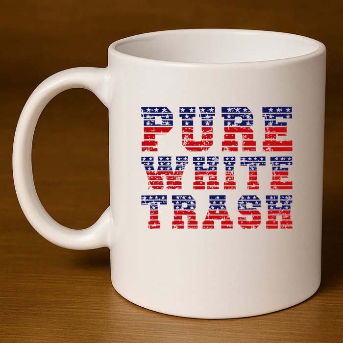 Funny Redneck Usa American Flag Pure White Trash 11oz C Handle Ceramic Mug