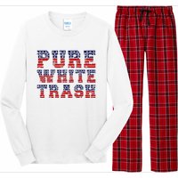 Funny Redneck Usa American Flag Pure White Trash Long Sleeve Pajama Set