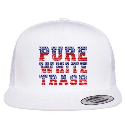 Funny Redneck Usa American Flag Pure White Trash Flat Bill Trucker Hat