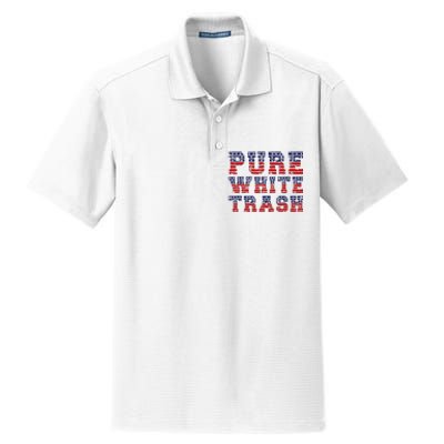 Funny Redneck Usa American Flag Pure White Trash Dry Zone Grid Polo