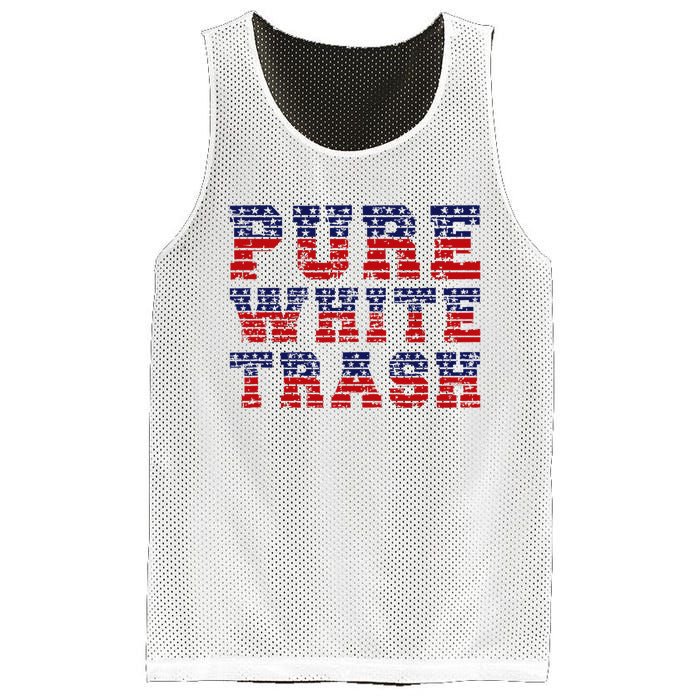 Funny Redneck Usa American Flag Pure White Trash Mesh Reversible Basketball Jersey Tank