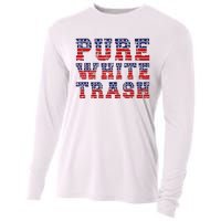 Funny Redneck Usa American Flag Pure White Trash Cooling Performance Long Sleeve Crew