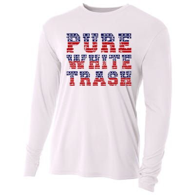 Funny Redneck Usa American Flag Pure White Trash Cooling Performance Long Sleeve Crew