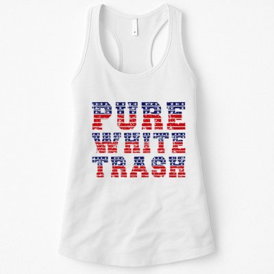 Funny Redneck Usa American Flag Pure White Trash Womens Tank Top