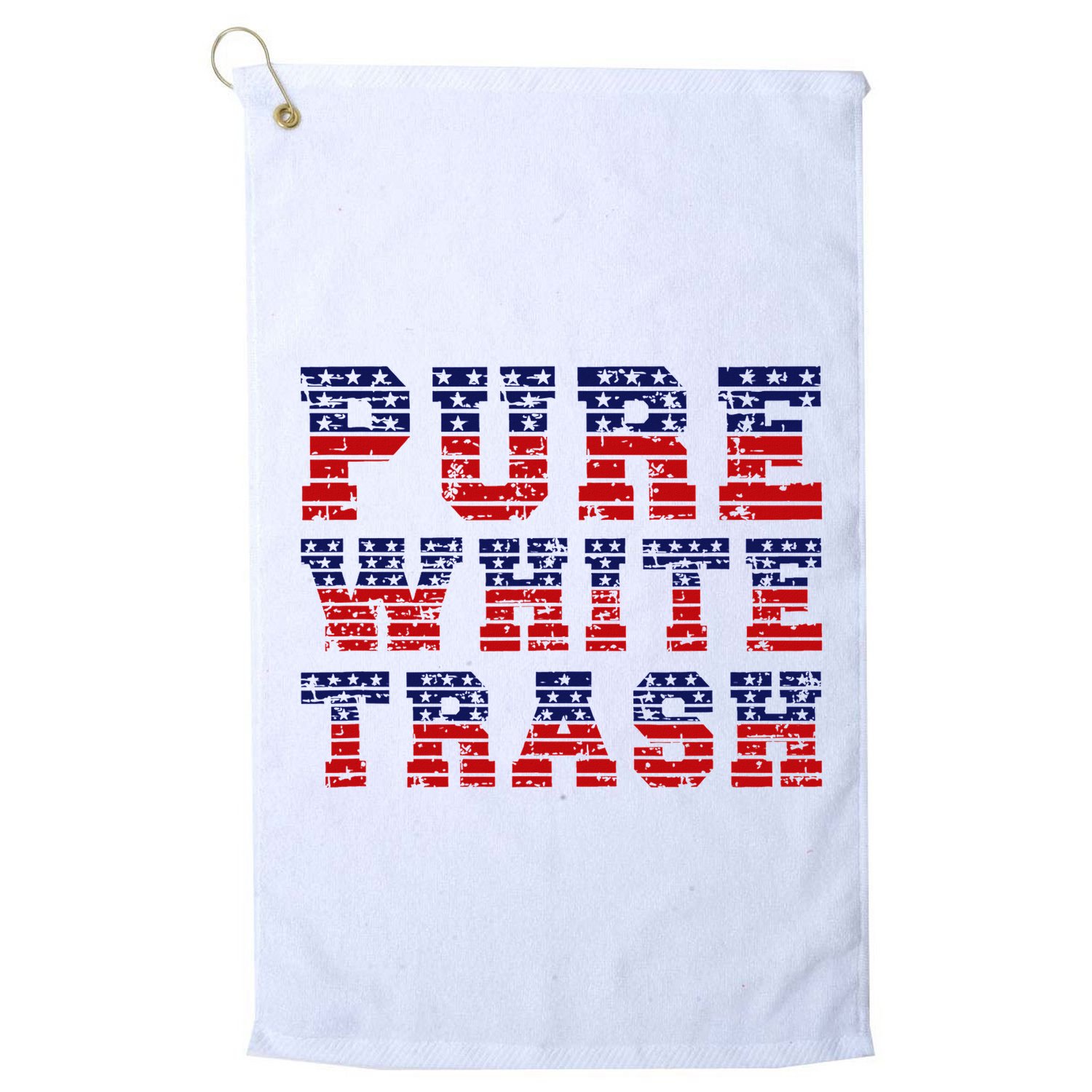 Funny Redneck Usa American Flag Pure White Trash Golf Towel
