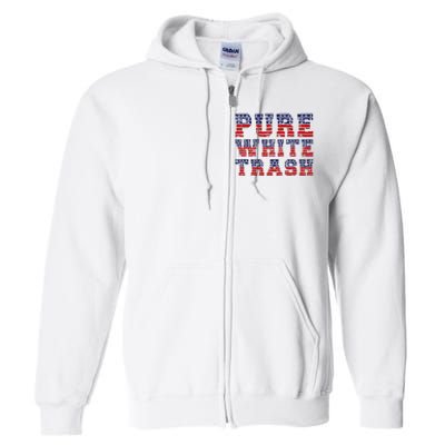 Funny Redneck Usa American Flag Pure White Trash Full Zip Hoodie