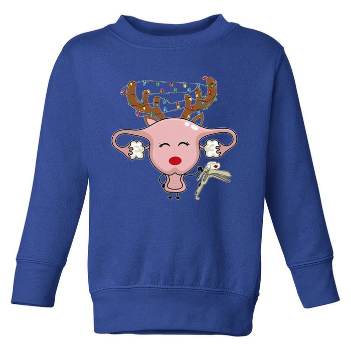 Festive Reindeer Uterus Nurse Speculum Xmas Light Obgyn Toddler Sweatshirt