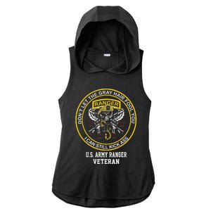 Funny Retired Us Ranger Veteran Usa Military Vet Ladies PosiCharge Tri-Blend Wicking Draft Hoodie Tank