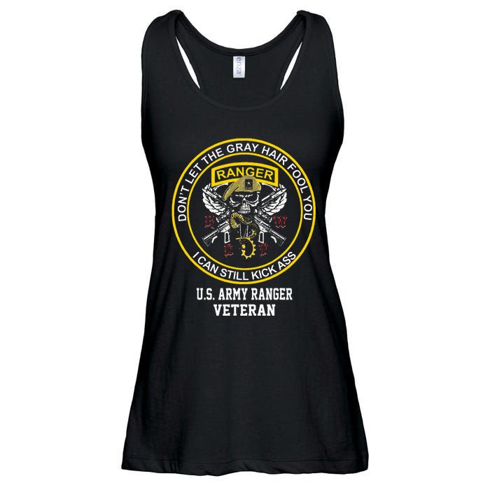 Funny Retired Us Ranger Veteran Usa Military Vet Ladies Essential Flowy Tank